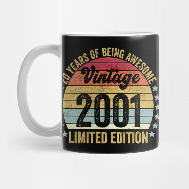 20th Birthday, 20 Year Old Gifts Vintage 2001 Limited Edition by DragonTees